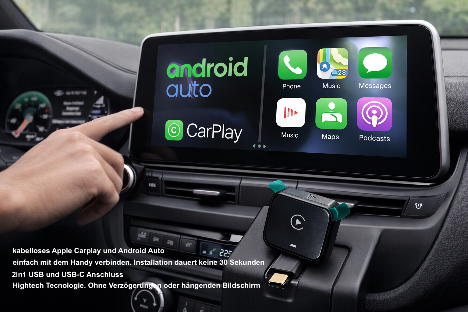 AI+ Wireless Apple & Android CarPlay Adapter
Verwandle dein CarPlay in 10 Sekunden kabellos